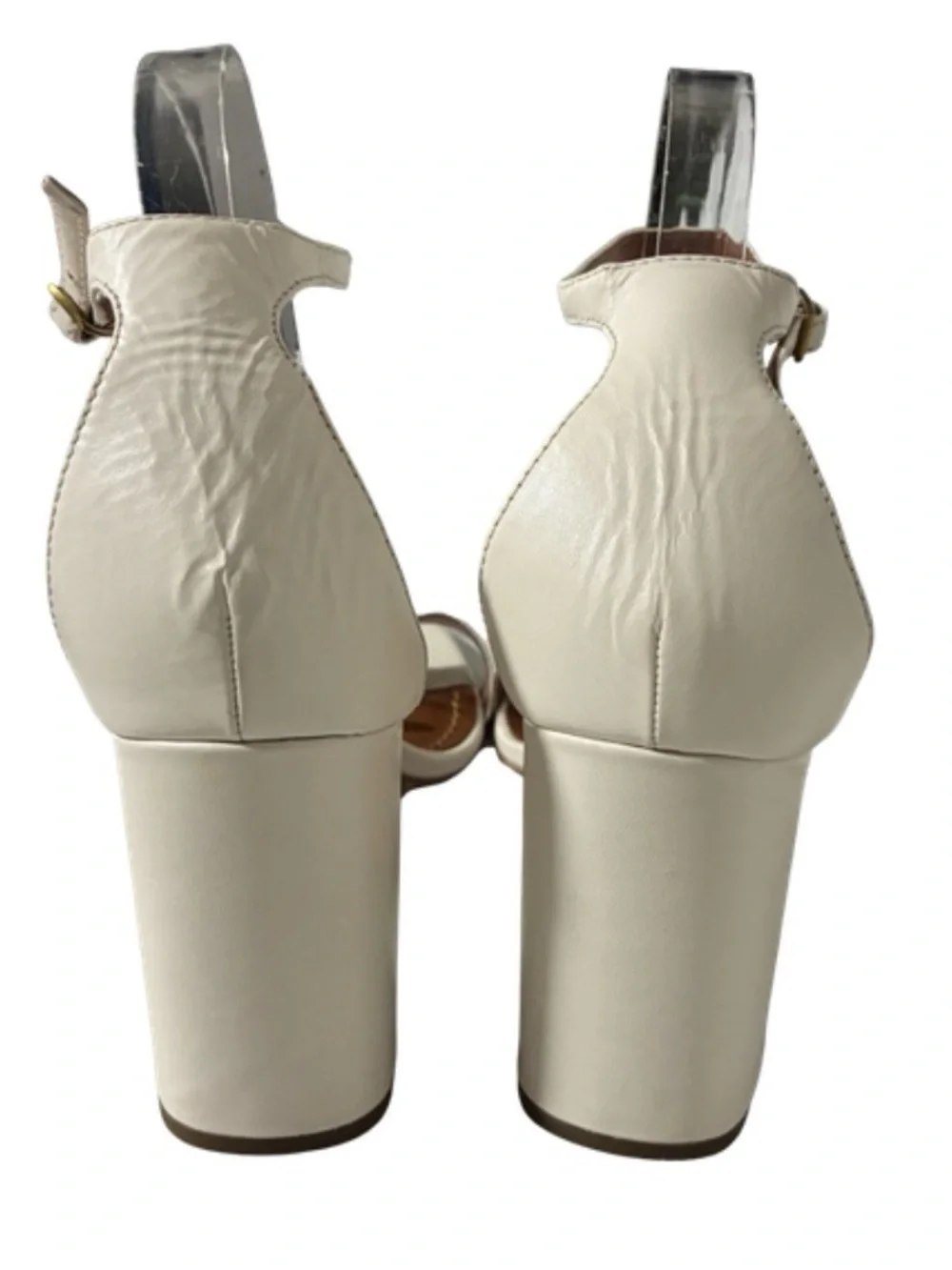 Coach Maya Leather Block Heel Sandal -
Champagne Beige Brass Gold Buckle Size 10 - Picture 7 of 13